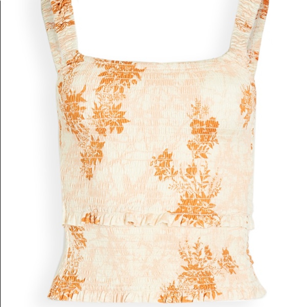 Free People Intimately Rust Floral Print Smocked Tank Top - Picture 8 of 11